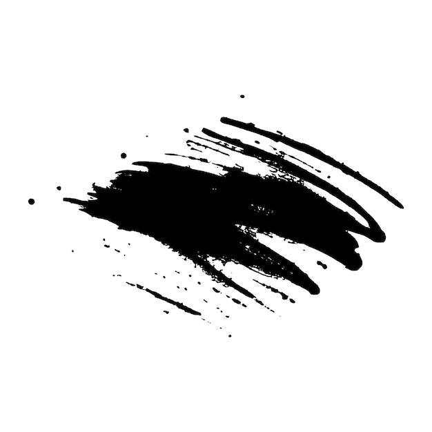 Vektor-Aquarell mit schwarzem Pinselstrich. Handgezeichnetes Designelement isoliert auf weißem Hintergrund