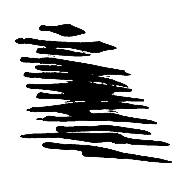 Vektor-Aquarell mit schwarzem Pinselstrich. Handgezeichnetes Designelement isoliert auf weißem Hintergrund