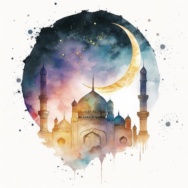 Vektor Aquarell Ramadan Kareem Gruß. Bild erstellt ai