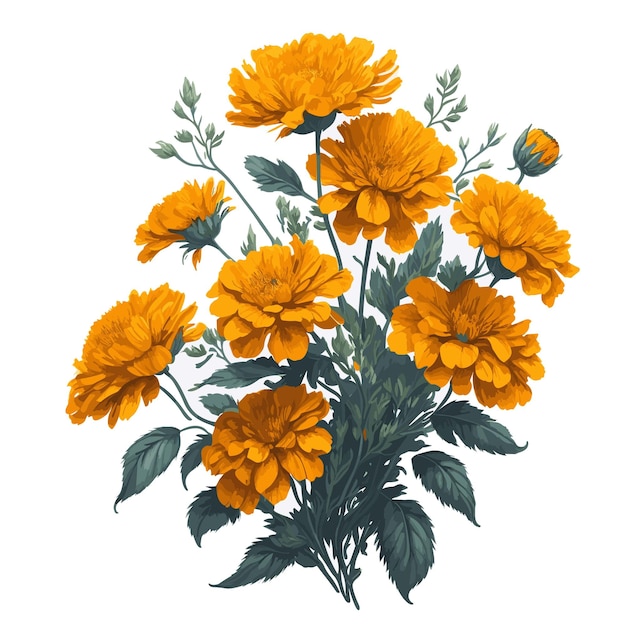 Vektor-Aquarell Sibirische Ringelblume Clipart Blumenstrauß