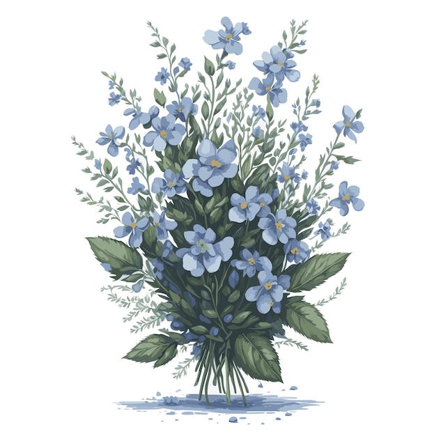 Vektor vektor-aquarell woodland forgetmenot clipart blumenhändler bearbeitbar