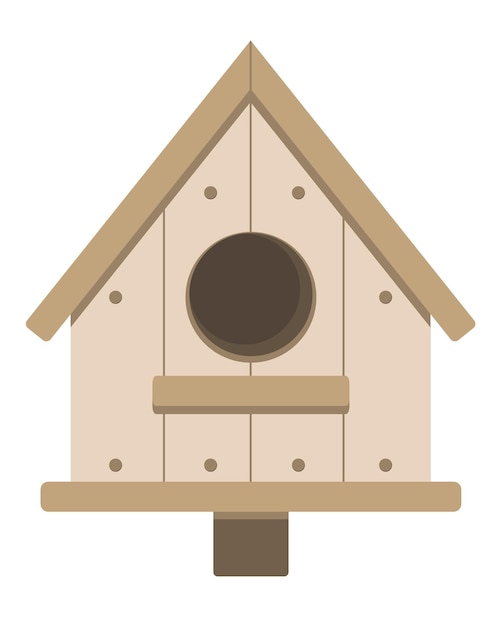 Vektor aus Holz Vogelhaus isoliert auf dem weißen Hintergrund Vektor-Illustration