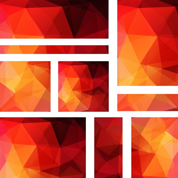 Vektor-Banner mit polygonalen abstrakten Dreiecken. Abstrakte polygonale Low-Poly-Banner. Rot-orangefarbene Farben