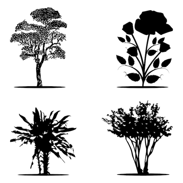 Vektor-Baum-Silhouette-Vektor-Baum-Illustration