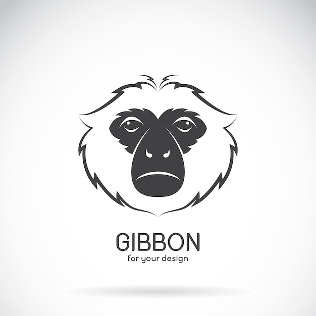 Vektor vektor-bild eines gibbon-kopf-designs auf weißem hintergrund, vektor-gibbon-logo. wilde tiere.