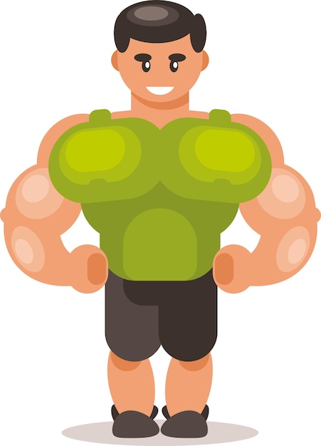 Vektor, bild, von, a, bodybuilder, karikatur, graphik, freigestellt, weiß, hintergrund