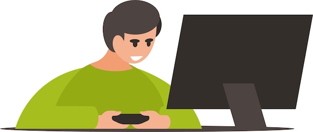 Vektor, Bild, Von, A, Kind, Spielender, Videospiele, Freigestellt, Weiß, Hintergrund