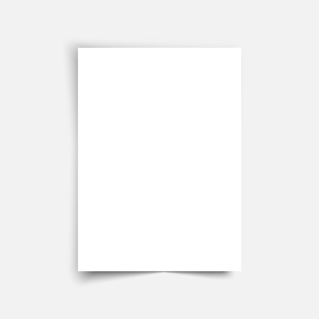 Vektor-Blattpapier A4-Format mit Schatten. Weiße realistische leere Papierseite mit Schatten. Mock-up-Design-Broschüre oder Banner-Vorlage