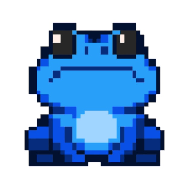 Vektor blauer Frosch mit tränenden Augen Pixelkunststil geeignet für Aufkleber und Dekoration