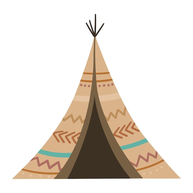 Vektor-boho-wigwam böhmisches tipi-symbol isoliert auf weißem hintergrund ureinwohner-hüttenillustrationxa