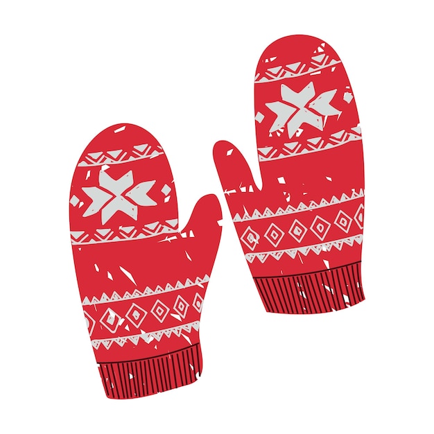 Vektor bunte Illustration von Winterhandschuhen mit Weihnachtsmuster in Diamanten