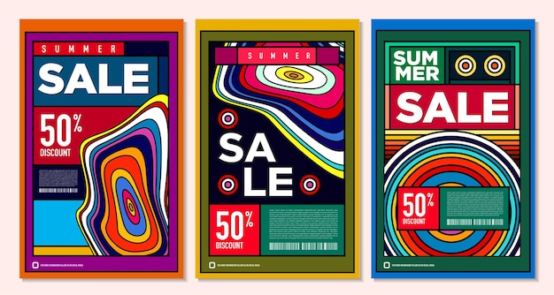 Vektor bunter abstrakter retro bunter geometrischer hintergrund für summer sale promotion banner