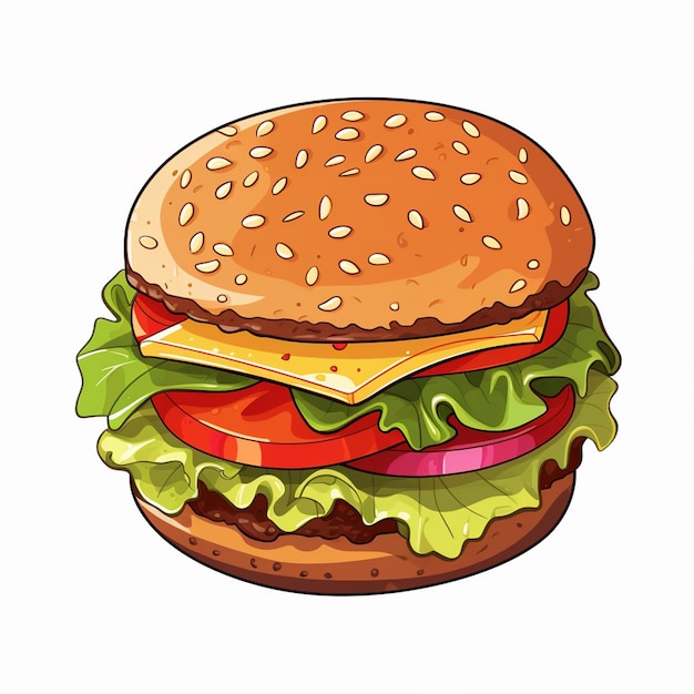 Vektor-burger-essen, hamburger, illustration, symbol, schnelles design, mahlzeit, fleisch, sandwich-restaurant