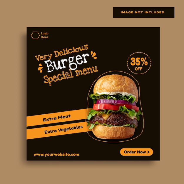 Vektor-Burger-Menü-Promotion-Food-Flyer oder Social-Media-Banner-Vorlage
