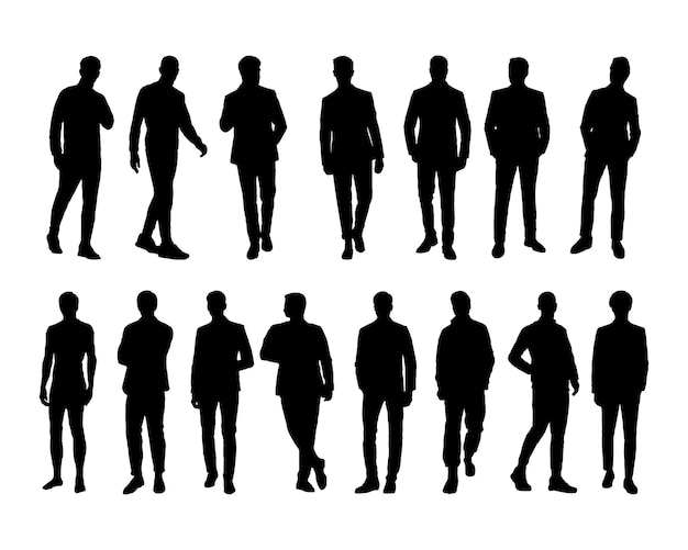 Vektor-business-mann-silhouetteset von silhouetten von geschäftsleuten silhouetten isolierten hintergrund