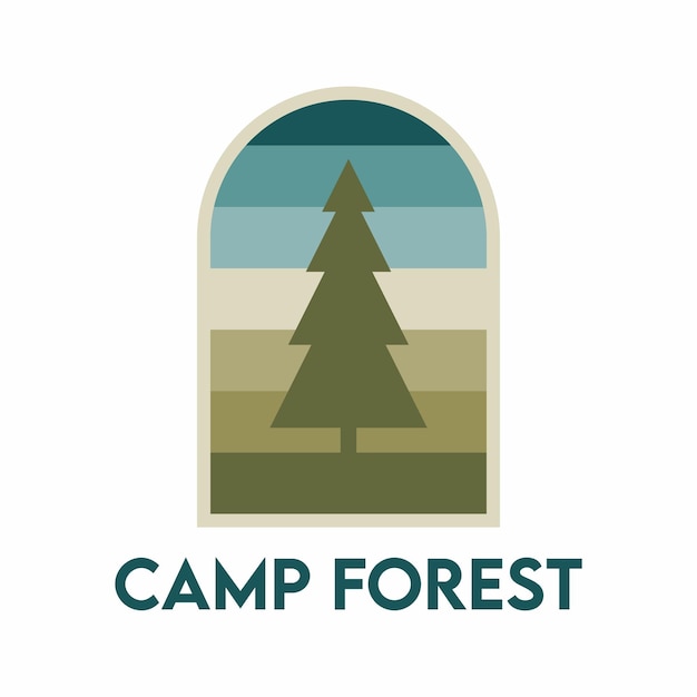 Vektor-Camp-Wald-Logo, flaches Design