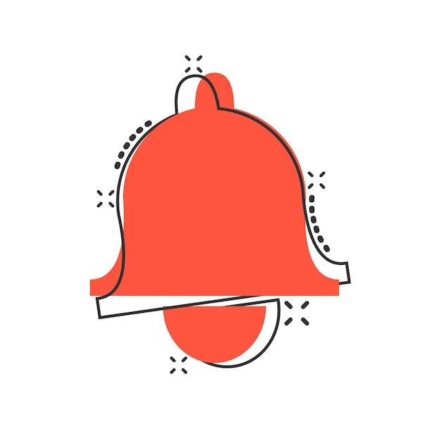 Vektor-cartoon-glockensymbol im comic-stil alarmglocke konzept illustration piktogramm handbell business splash-effekt-konzept