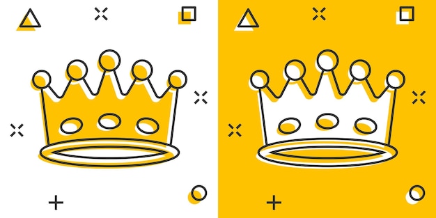 Vektor-Cartoon-Krone-Diadem-Symbol im Comic-Stil Lizenzgebühren-Krone-Illustrations-Piktogramm König-Prinzessin-Lizenzgebühren-Business-Splash-Effekt-Konzept