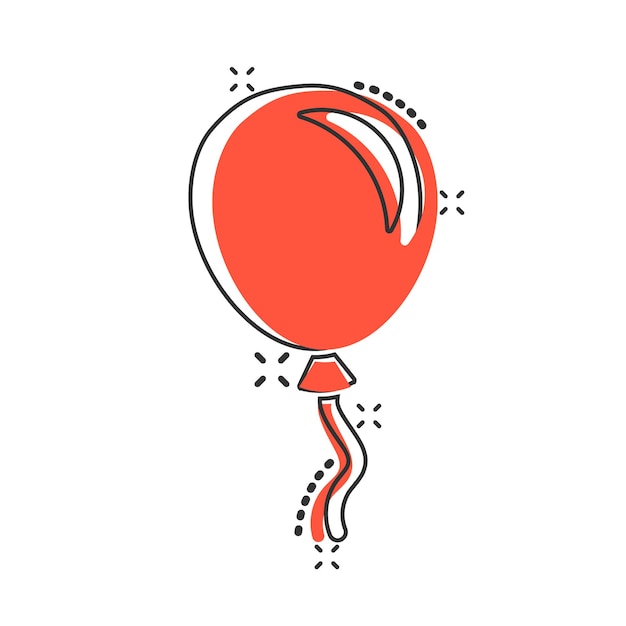 Vektor-cartoon-luftballon-symbol im comic-stil geburtstags-ballon-konzept-illustrations-piktogramm ballon-business-splash-effekt-konzept