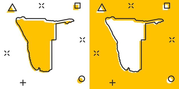 Vektor-Cartoon-Namibia-Kartensymbol im Comic-Stil Namibia-Schild-Illustration-Piktogramm Kartografie-Karte Business-Splash-Effekt-Konzept