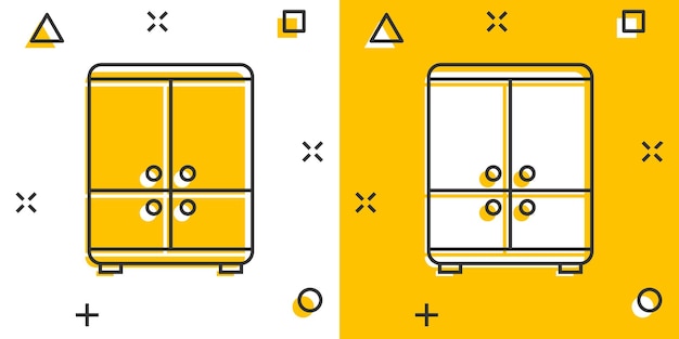 Vektor-cartoon-schrank-symbol im comic-stil möbel zeichen abbildung piktogramm kabinett business splash-effekt-konzept