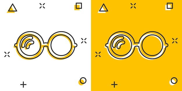 Vektor-Cartoon-Sonnenbrillen-Symbol im Comic-Stil Brillenzeichen-Illustrationspiktogramm Sonnenbrillen Business Splash-Effekt-Konzept