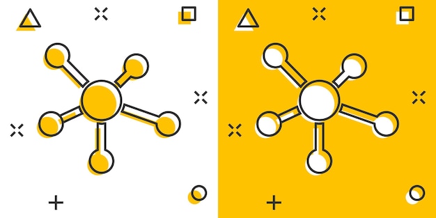 Vektor Cartoon soziales Netzwerk Molekül dna-Symbol im Comic-Stil Molekül Zeichen Abbildung Piktogramm Dna Business Splash-Effekt-Konzept