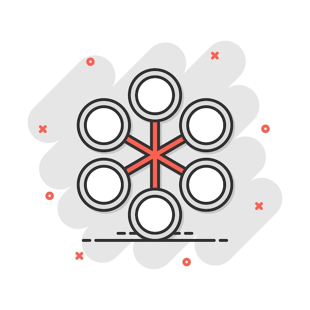 Vektor-cartoon-strukturdiagramm-symbol im comic-stil diagramm-organisationszeichen-illustrationspiktogramm struktur-business-splash-effekt-konzept