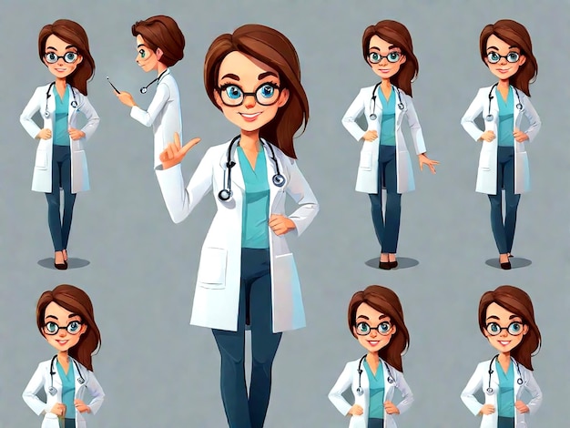 Vektor Cartoon Weibliche Ärztin KI_generiert