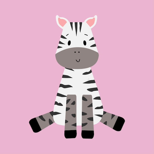 Vektor vektor-cartoon-zebra niedliches zebra im flachen stil beliebtes wildes afrikanisches tier rosa isolierter hintergrund