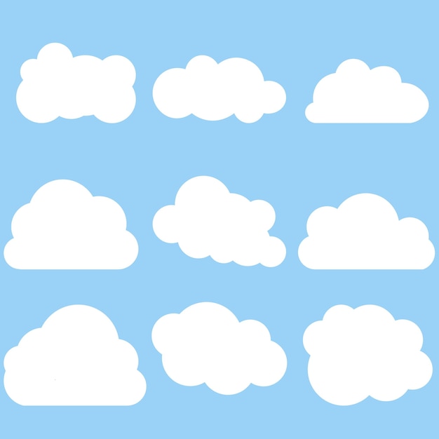 Vektor-cloud-aufkleber-clipart-vektor-set, flaches design