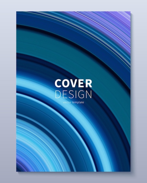 Vektor-Cover-Design-Vorlage mit verzerrten Farbverlaufslinien Dynamische minimalistische Illustration Moderner abstrakter farbenfroher Hintergrund für Poster-Broschüren-Präsentationsmagazin usw