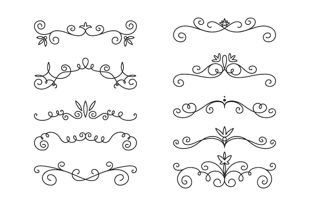 Vektor dekorative lineare ränder set vintage-rahmen-designelemente filigrane dekorative ränder seitendekorationen teiler