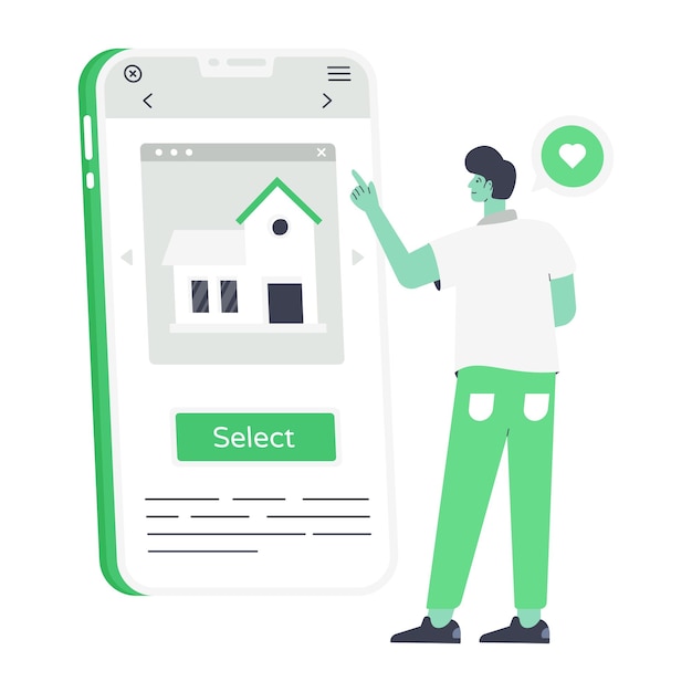 Vektor der flachen abbildung des ausgewählten hauses