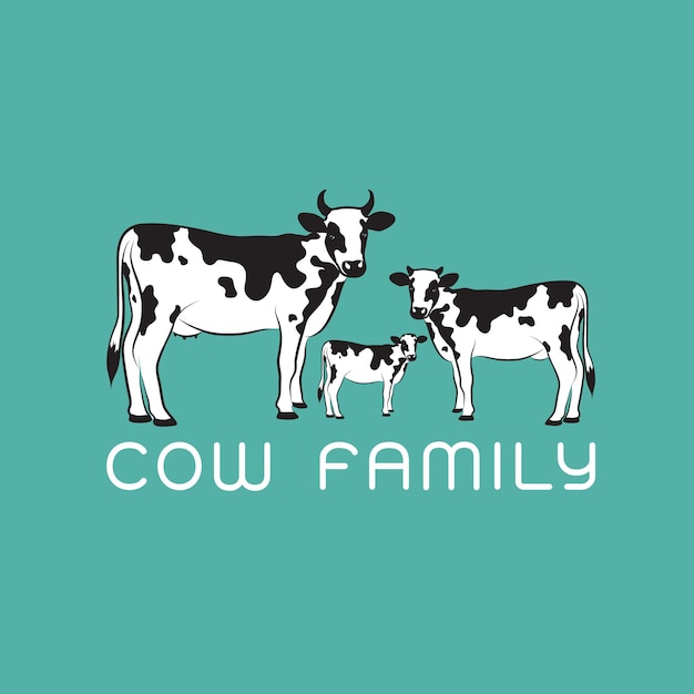 Vektor der Kuhfamilie auf blauem Hintergrund. Bauernhof. Tier. Leicht bearbeitbare geschichtete Vektorillustration.