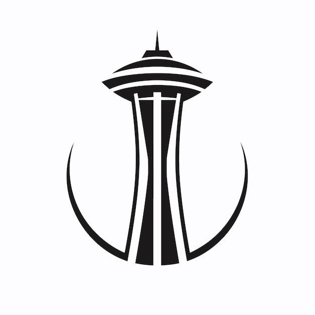 Vektor der legendären Space Needle in Schwarz und Weiß