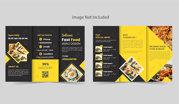 Vektor der minimalistischen dreifachen Lebensmittelbroschüre für Restaurants