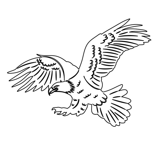 Vektor der Umrisse des fliegenden Vogels des Adlers
