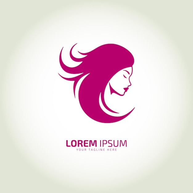 Vektor des Frauengesichts-Logo-Symbols Damenstil-Vektorillustration Junges Mädchen-Logo-Design-Vorlage Illustration femininer Stil Symbol für lange Frisur