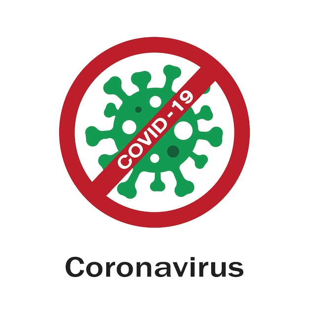 Vektor des stop-covid-19-zeichens und -symbols auf weißem hintergrund. neuartiges coronavirus ausbruch. leicht bearbeitbare geschichtete vektorillustration.