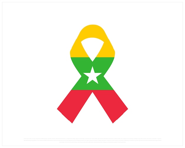 Vektor-Design der Bandflagge von Myanmar auf weißem Hintergrund Myanmar-Tag-Design