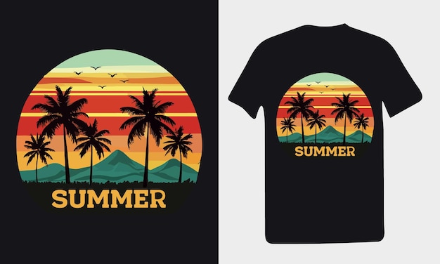 Vektor-Design für Sommer-Strandferien-T-Shirts