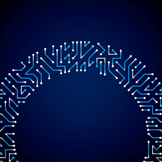 Vektor-Digitaltechnologie-Hintergrund mit Leiterplattenelementen und Glitzern, Neon-Computerschema-Textur. Gerätekomponente, abstrakte Glanzillustration des Mikroprozessors.