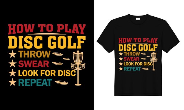 Vektor-Disc-Golfspieler und Vintage-Retro-Sunset-Disc-Golf-T-Shirt-Design