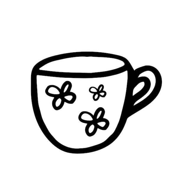 Vektor vektor-doodle-cup-blumen