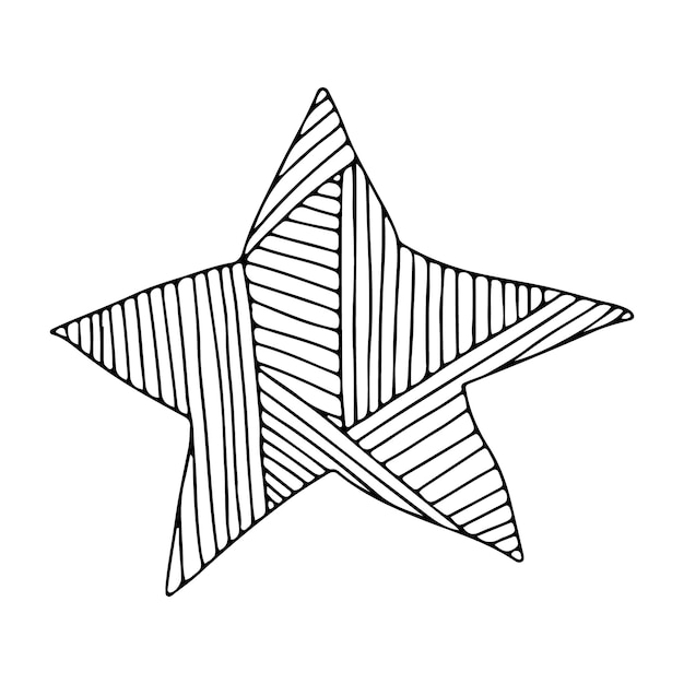 Vektor vektor-doodle-sternillustration mit ornamenten