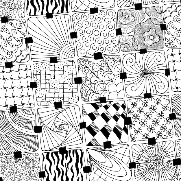 Vektor vektor-doodles-muster zentangle