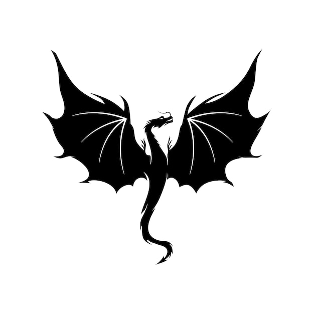 Vektor-drachen-design schwarze silhouette