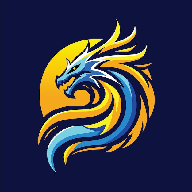 Vektor-drachen-logo gelb und blau