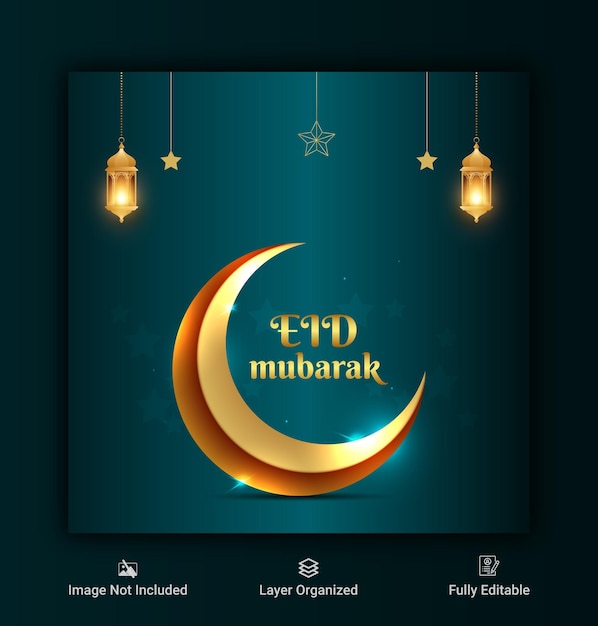 Vektor eid mubarak islamischer hintergrund social media banner und instagram post collection premium